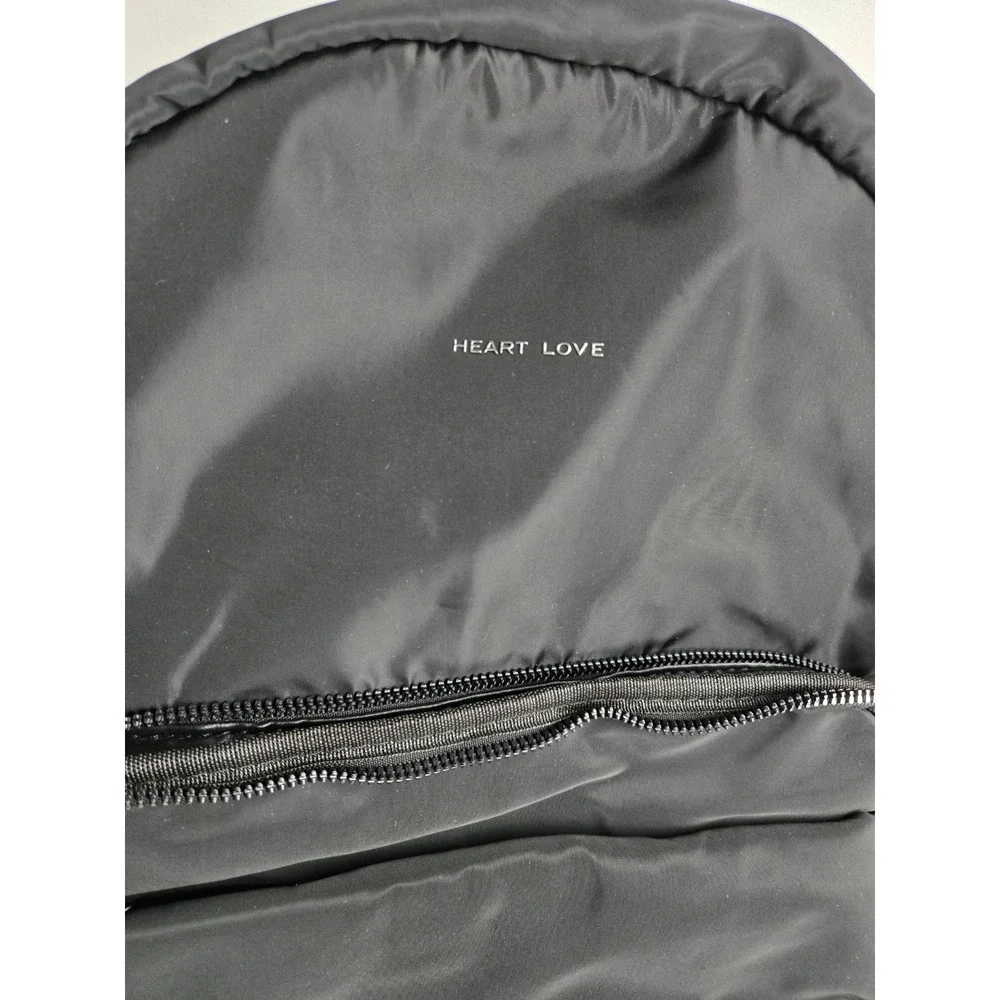 Heart Love Black Nylon Backpack Travel Bag with Trolley Sleeve and Multi Pockets